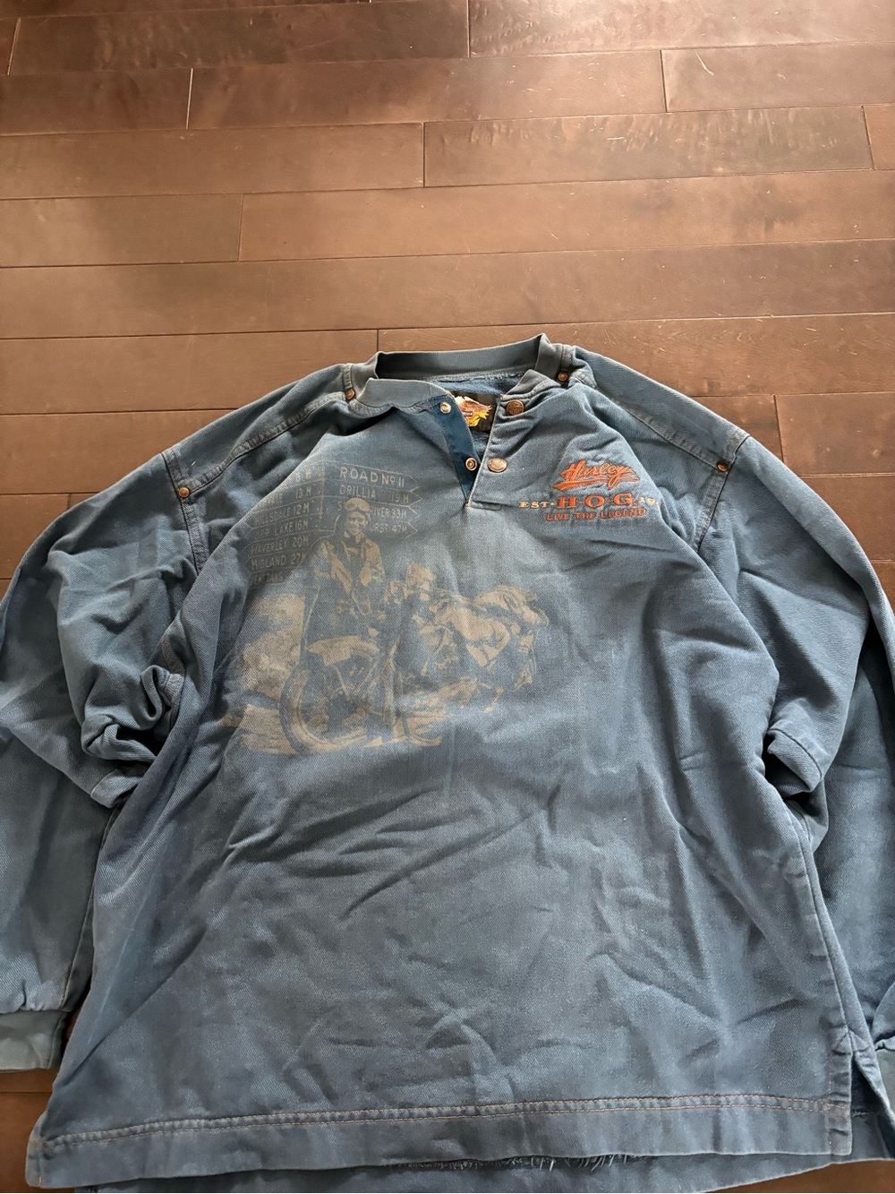 Vintage 90s Harley Davidson Henley sweater